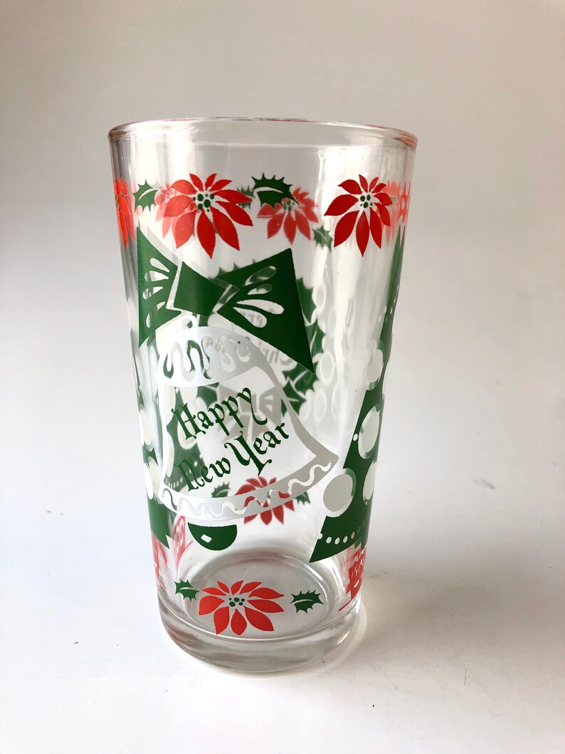 Pair of 2 Vintage DRINKING GLASSES Merry Christmas Happy New Etsy