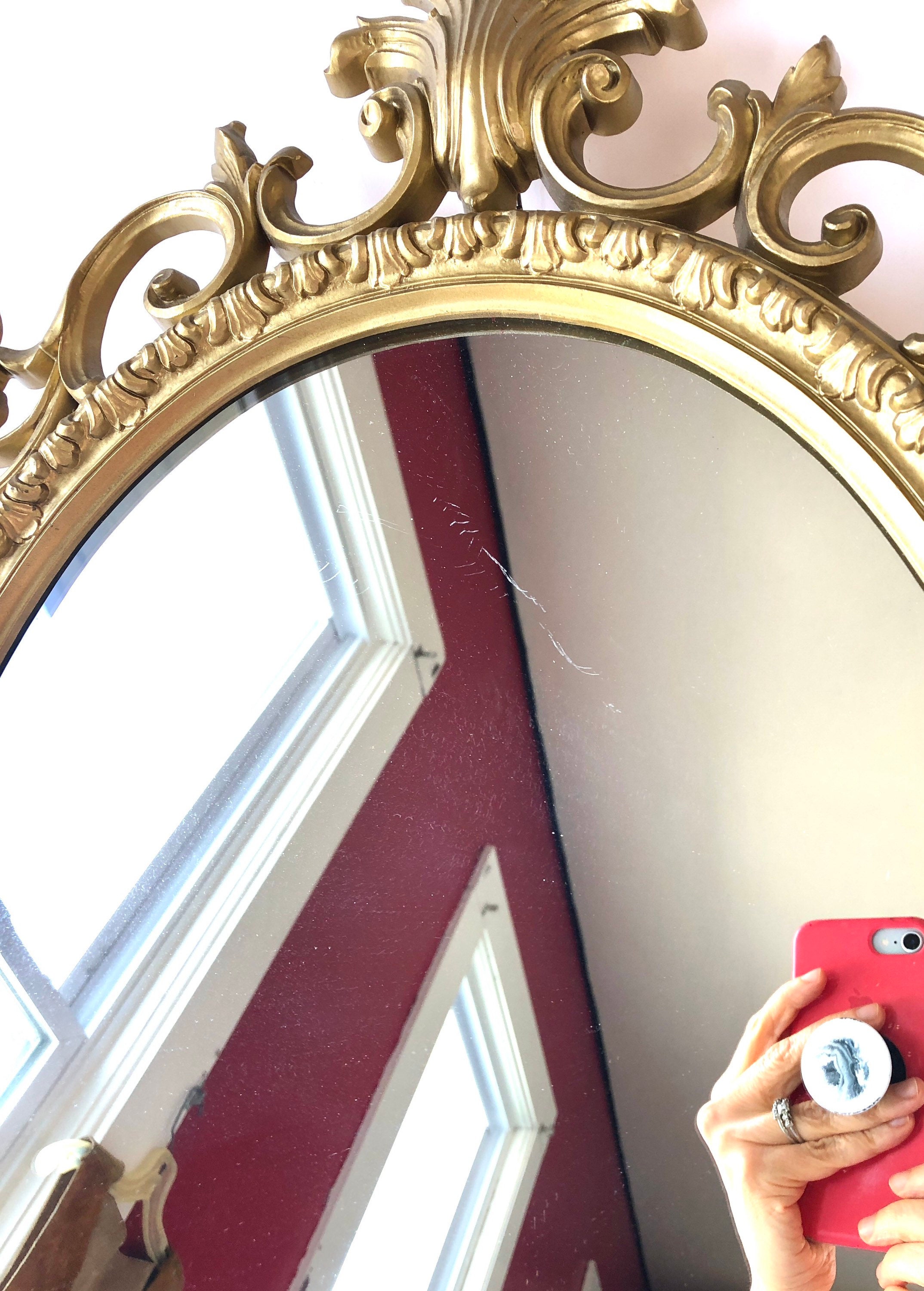 Vintage Ornate Gold MIRROR Wall Hanging Homco Dart 60s