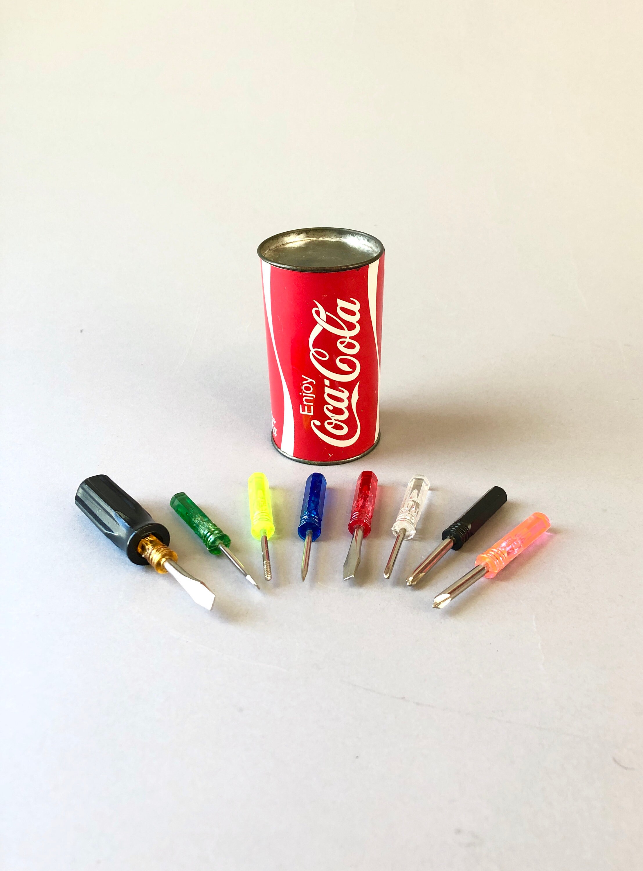 Vintage COCA COLA Screwdriver KIT Enjoy Coke Advertising Can Set