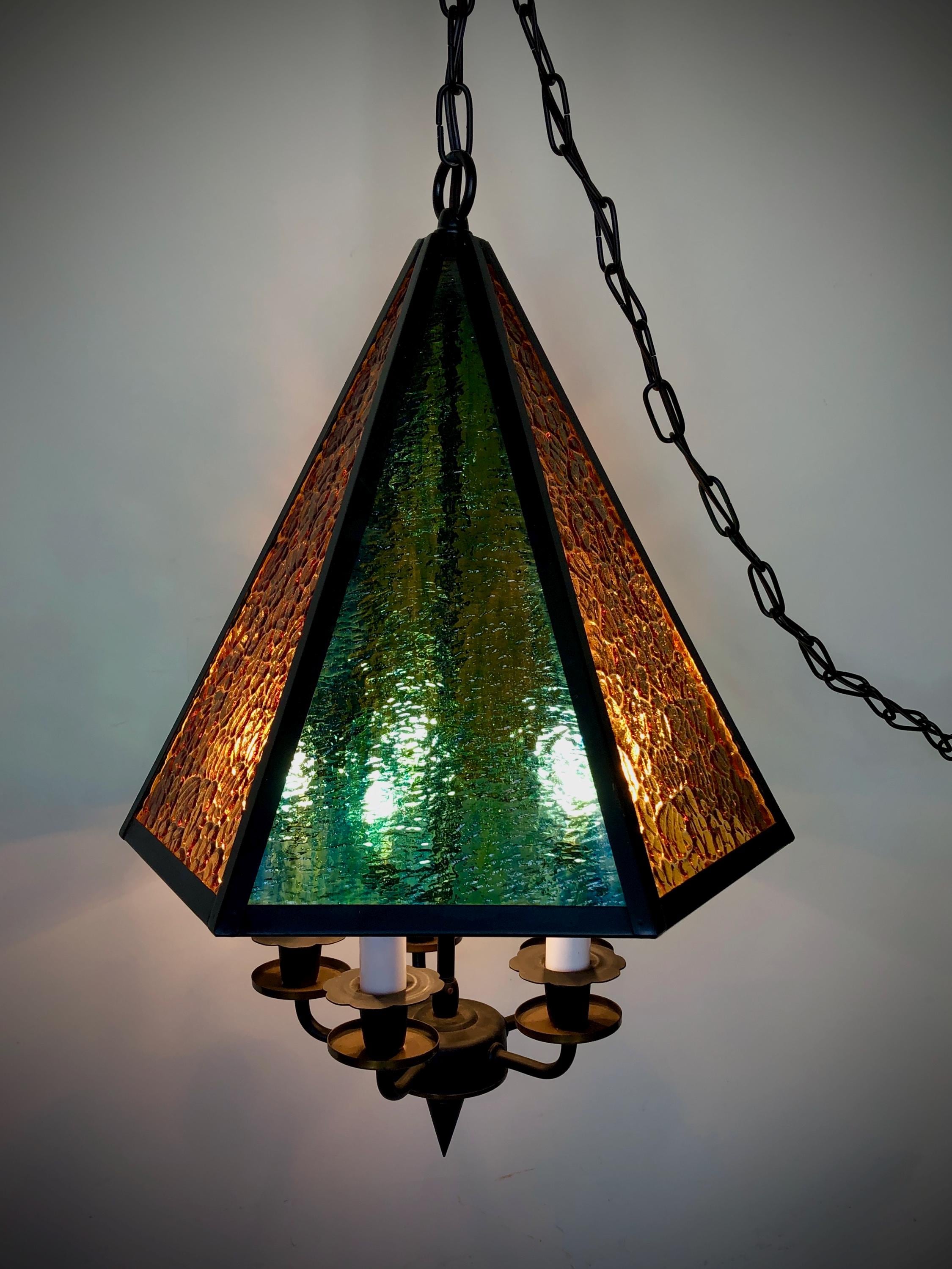 Blue Mid Century Blue Glass Swag Lamp - Etsy