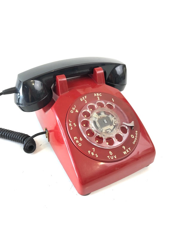 Vintage ROTARY PHONE 2 Tone Red Black 