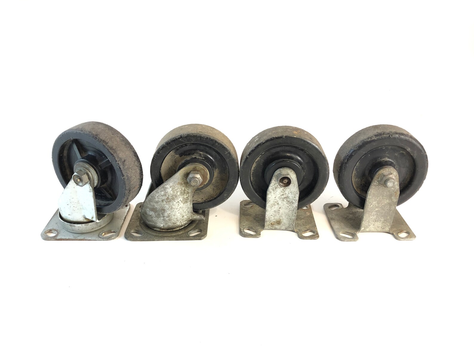 4 Vintage SWIVEL CASTERS Wheels large heavy duty set plastic Etsy