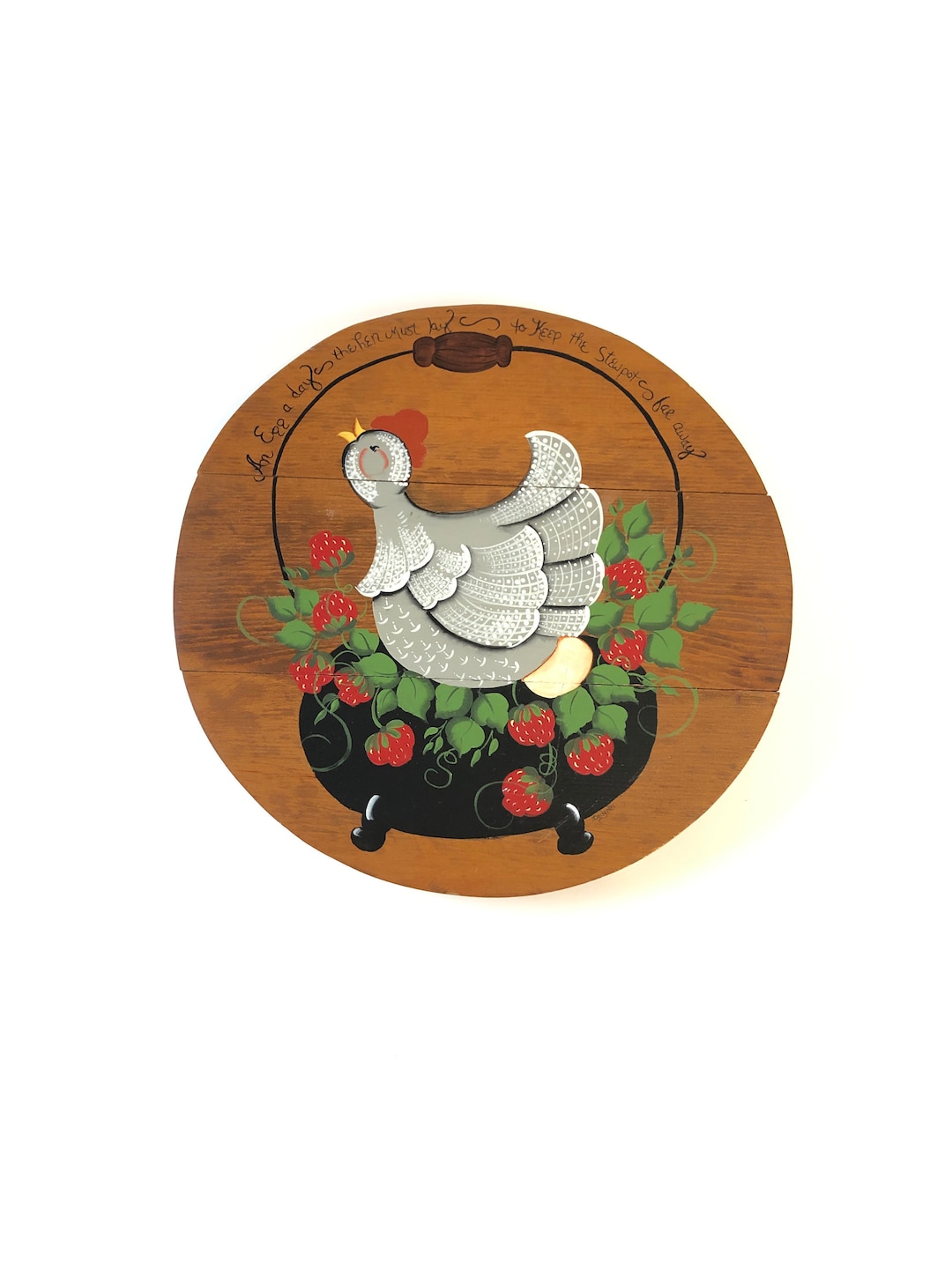 Vintage 80s TOLE PAINTING on Cutting Board Wood Wall Hanging Etsy