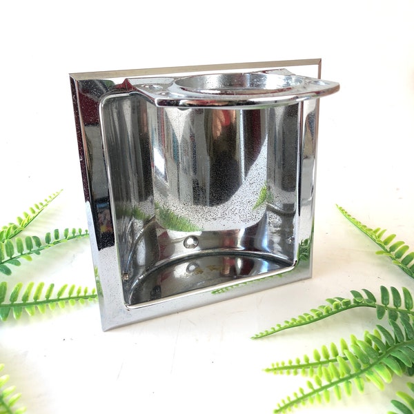 Vintage chrome bathroom Hall Mack recessed TOOTHBRUSH HOLDER cup mid century modern retro 60s