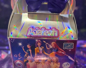 Custom K Pop Demon Hunters  Holographic Gable Boxes - Personalized Birthday Party Favor Boxes