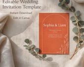 Terracotta Wedding Invitation Template, Editable Canva Wedding Invitation, Minimalist Boho Wedding Invite, Instant Download Template