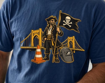 Pittsburgh Traffic Cone Pirate Shirt, Funny Bridge City Baseball Tee, Retro Sports Fan Graphic
