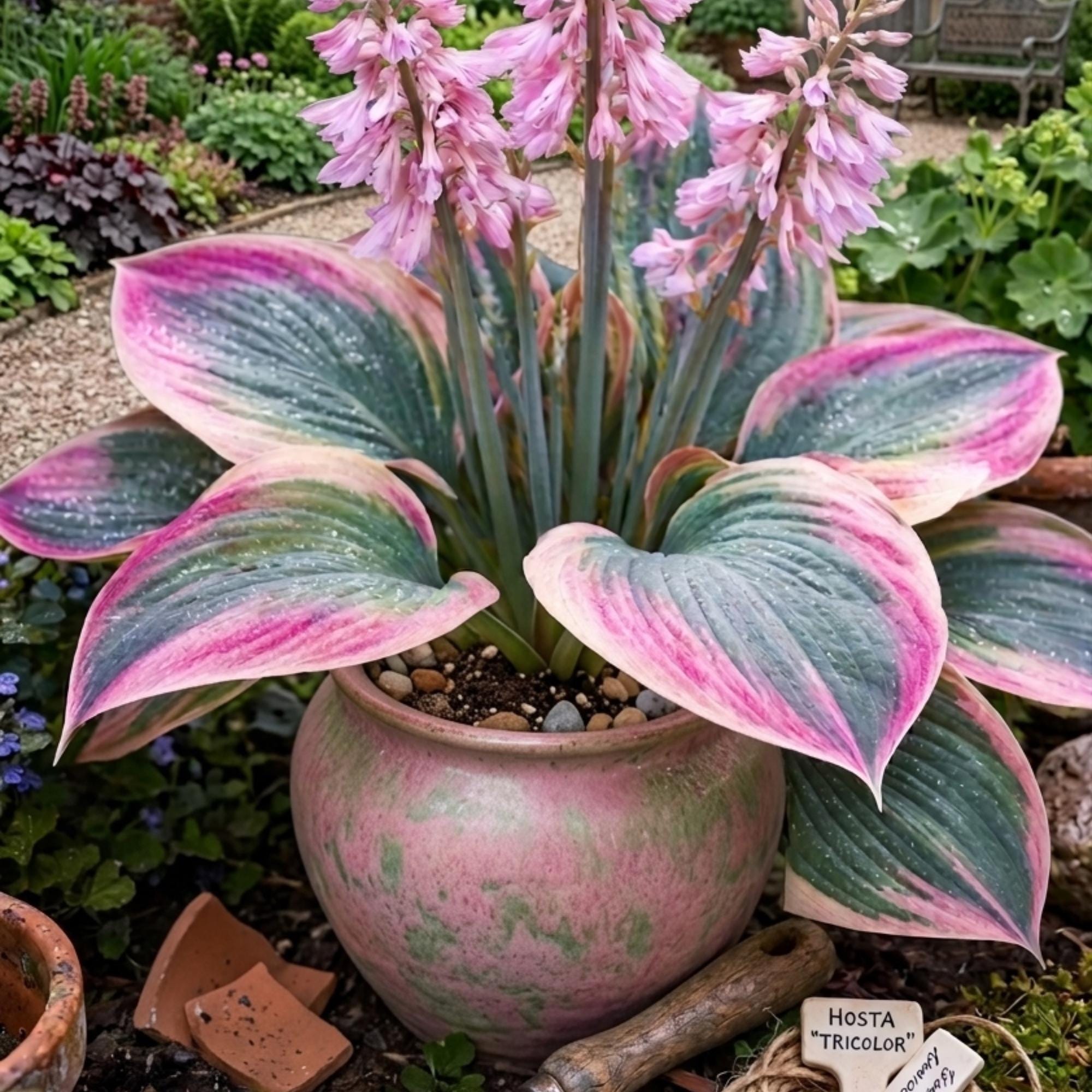 Rare Hosta Tricolor Seeds | Pink Cream Blue Green Variegated Perennial ...