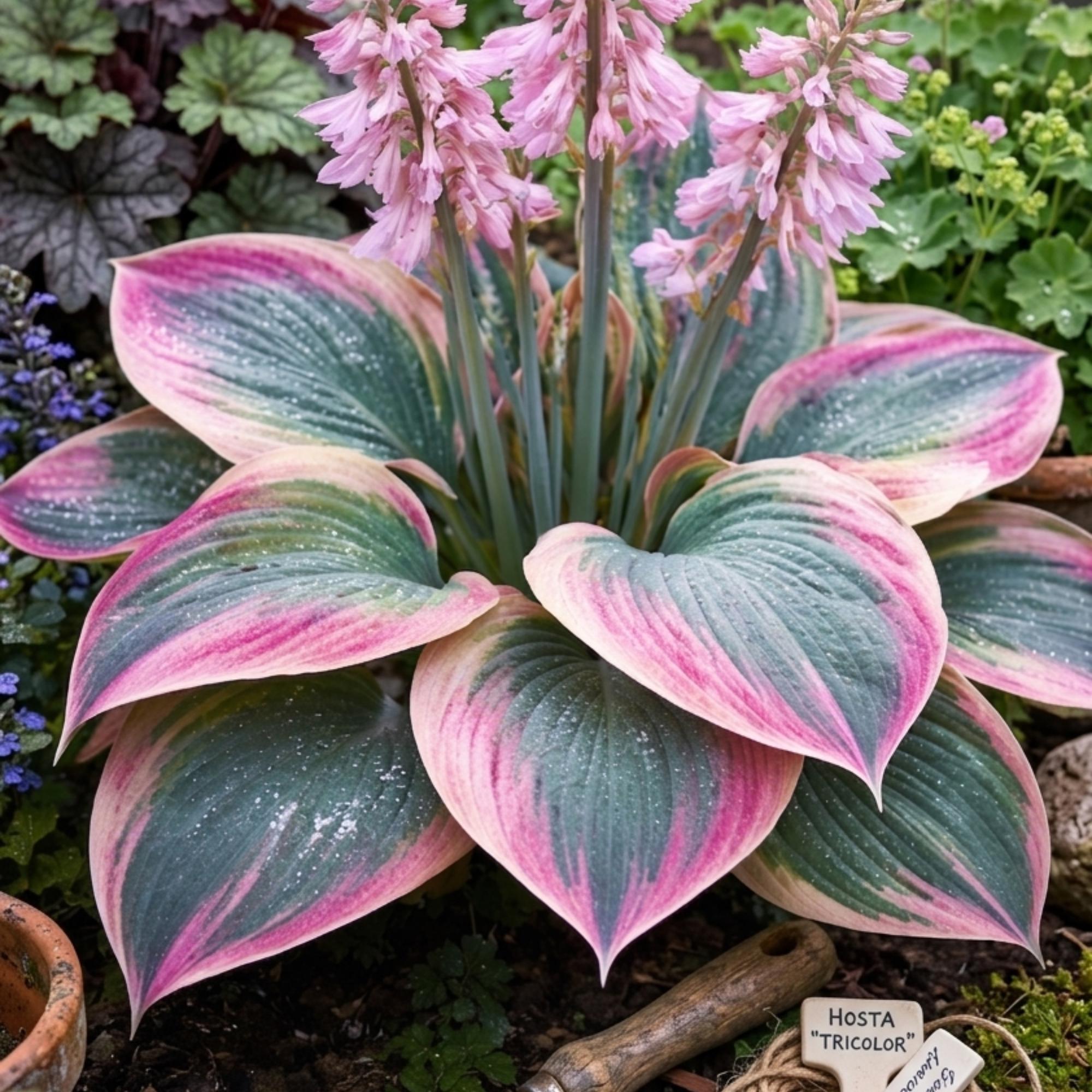 Rare Hosta Tricolor Seeds | Pink Cream Blue Green Variegated Perennial ...