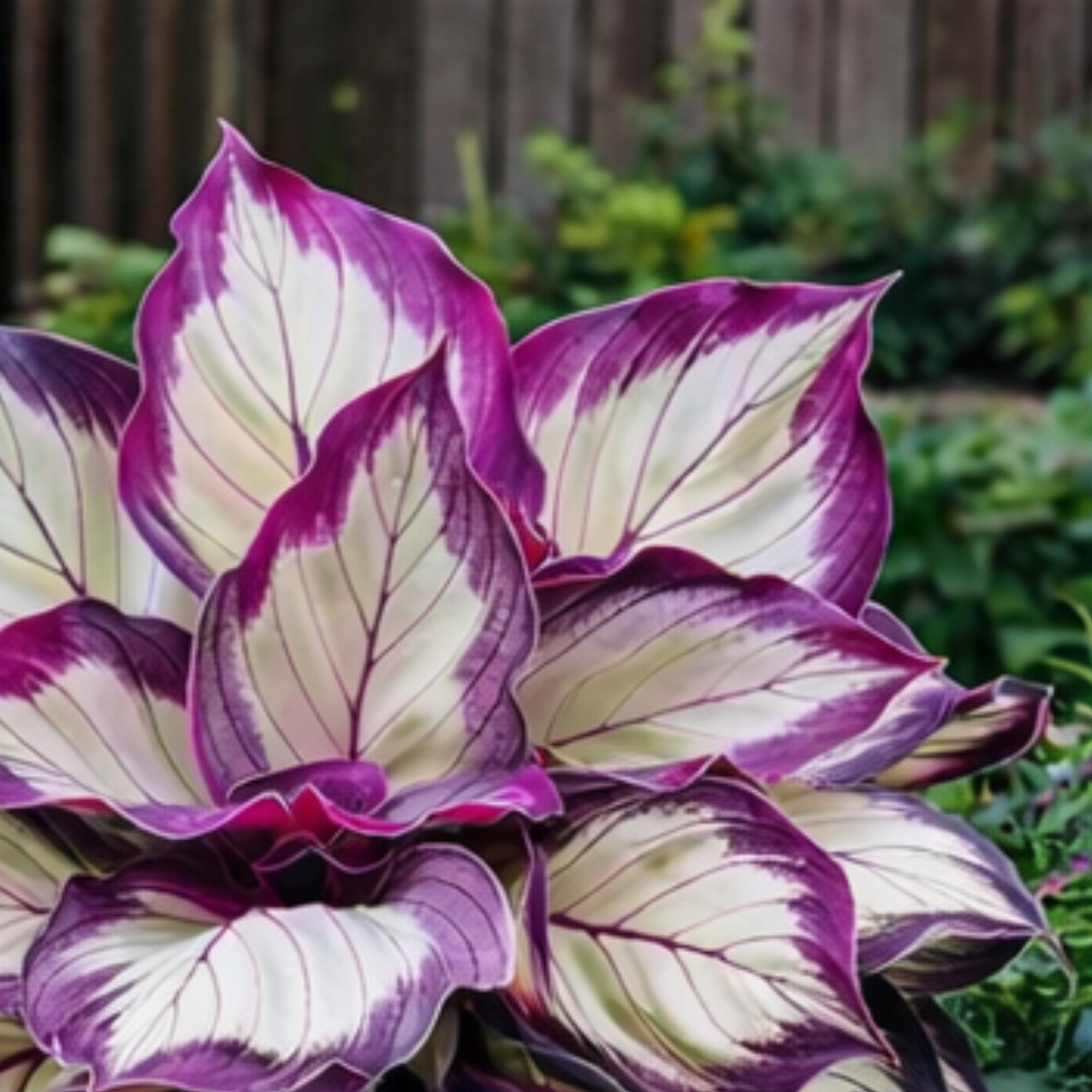 Hosta Plant: Purple Cream Leaves, Shade Loving Hardy Perennial Garden ...