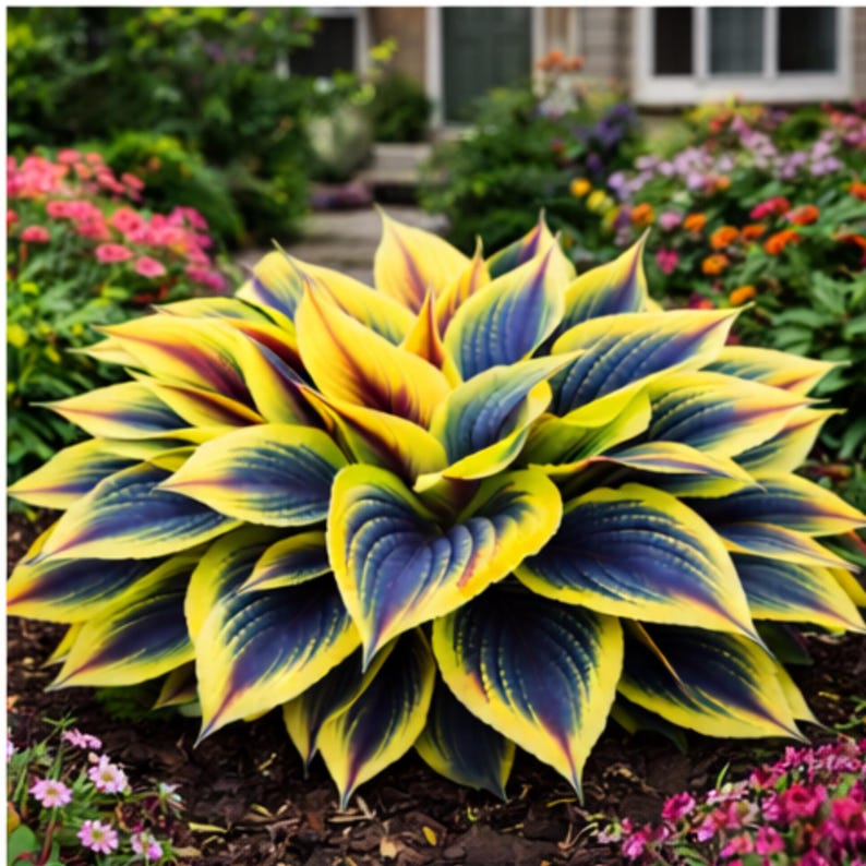 May Hosta Yellow Hosta Plant With Purple Tips, Hardy Perennial for Shade Gardens ...