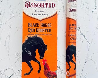Incienso Caballo Negro Gallo Rojo – Protección, Fuerza y Buena Suerte (20 Varillas)