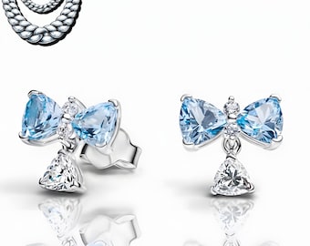 Bridgerton Blue Bow Pandora Inspired Earrings Gift For Her Mother's Day Gift