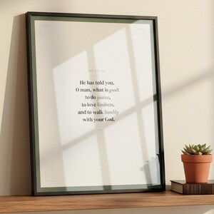 Micah 6:8 Wall Art He Has Told You O Man What Is Good Do Justice Love Kindness Walk Humbly Scripture Print Sage Green Christian Dad Gift
