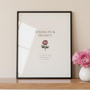 Proverbs 31:25 Mothers Day Print She Is Clothed Strength Dignity Christian Wall Art Scripture Gift for Mom