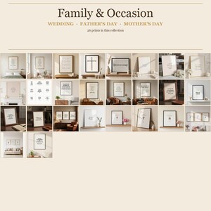 TheFramedVerse Family & Occasion collection — Christian wall art prints for weddings, Father's Day, and Mother's Day. Cord of Three Strands, Love Is Patient, Joshua 24:15, Proverbs 31:25, Psalm 127:3 and more. Bible verse scripture prints for Christian gift-giving. Part of the Mega Bundle.