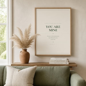 You Are Mine — Isaiah 43:1 Scripture Print, Christian Baptism Gift, Baby Dedication Wall Art, Nursery Decor