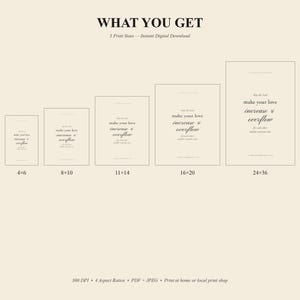 What you get: 4 print sizes of 1 Thessalonians 3:12 'May the Lord Make Your Love Increase' Christian wedding wall art digital download — 2:3 ratio (4x6 to 24x36 inches), 3:4 ratio (6x8 to 18x24 inches), 4:5 ratio (4x5, 8x10, 16x20 inches), and 11:14 ratio, plus combined PDF with all sizes