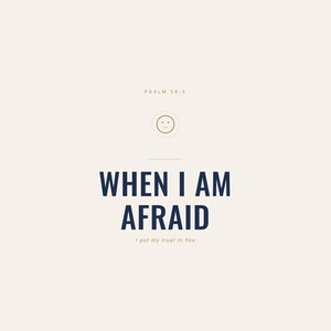 When I Am Afraid I Put My Trust in You Psalm 56:3 Wall Art Christian Boys Room P — hero framed product shot with glass reflection and premium frame. This elegant christian scripture wall art print features beautiful serif typography on warm cream background. Psalm 56:3 bible verse digital download printable for home office bedroom living room gallery wall decor. Perfect christian gift idea from...