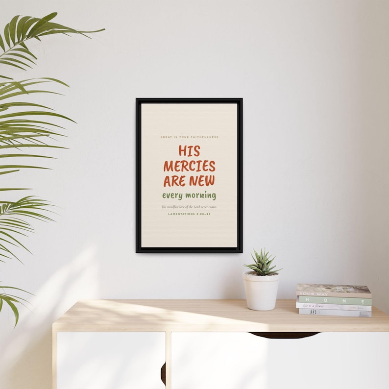 Zijn genade is elke ochtend nieuw | Klaagliederen 3:22-23 | Opvallende moderne christelijke muurdecoratie | Schrifttekst over dankbaarheid afbeelding 15