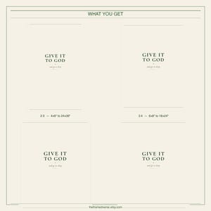 Four print sizes: 2:3, 3:4, 4:5, 11:14. Give It To God and Go To Sleep digital download. Dark green on cream bedroom scripture. 300 DPI, print at home or at Staples, FedEx, Walgreens.