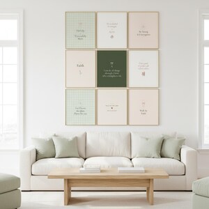 Coquette Christian Wall Art MEGA BUNDLE 27 Prints Bible Verse Scripture Gallery Set Sage Pink Blue Trendy Dorm Decor