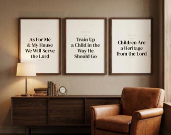 Fathers Day Christian Wall Art Set of 3 Bible Verse Prints Scripture, Christian Dad Gift, Home Decor Print