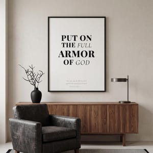 Christian Wall Art Bundle 25 Scripture Prints Bible Verse Printable Gallery Wall Set, in curated gallery wall collection of coordinated Christian scripture prints in matching aesthetic, displayed in a bright modern entryway next to a coat rack with natural greenery, serving as welcoming faith-filled home decor