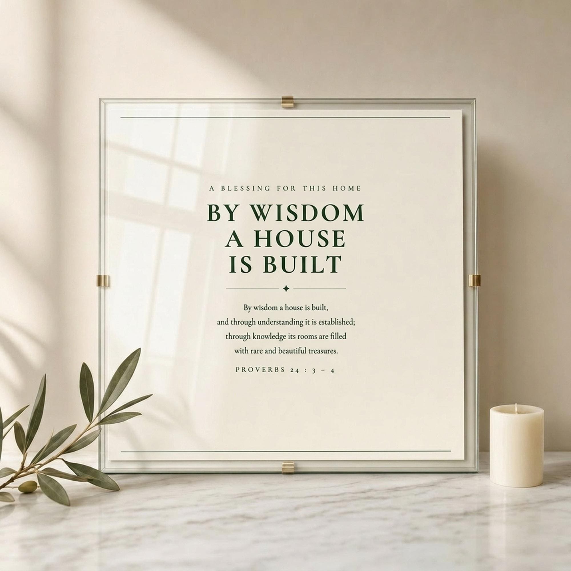 By Wisdom a House is Built — Proverbs 24:3-4 Scripture Print, Christian ...