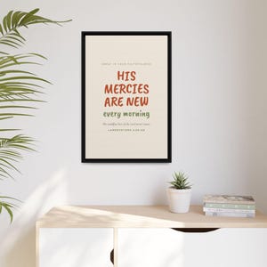 Zijn genade is elke ochtend nieuw | Klaagliederen 3:22-23 | Opvallende moderne christelijke muurdecoratie | Schrifttekst over dankbaarheid afbeelding 3