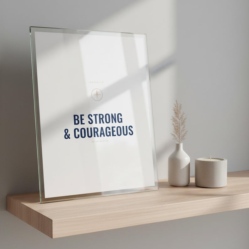 Christian Boys Room Wall Art Set of 6 Bible Verse Prints Navy Adventure Scriptur — additional styled mockup view image 10 of 11. This nursery, navy blue christian scripture wall art print features beautiful serif typography on warm cream background. digital download printable for home office bedroom living room gallery wall decor. Perfect christian gift idea from TheFramedVerse on Etsy.