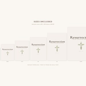 Resurrection Christian Scripture Art, Floral Cross Spring Decor, in beautiful floral cross composed of spring roses, greenery and wildflowers, showcased in an elegant contemporary home interior with curated decor elements, demonstrating how this Christian art piece elevates any living space