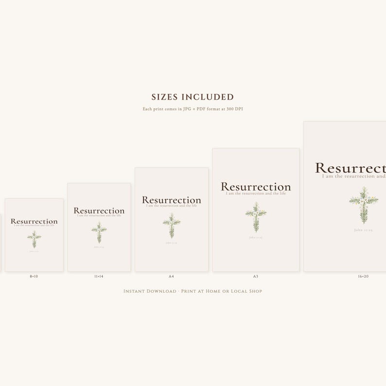 Resurrection Christian Scripture Art, Floral Cross Spring Decor, in beautiful floral cross composed of spring roses, greenery and wildflowers, showcased in an elegant contemporary home interior with curated decor elements, demonstrating how this Christian art piece elevates any living space