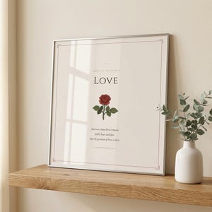 Galatians 5 scripture wall art print — shelf mockup with the print leaning against a wall alongside decorative items like plants and candles This vintage rustic, gallery wall set christian wall art features beautiful typography as a printable bible verse decor piece. Digital download from TheFramedVerse on Etsy, perfect as christian gift idea or home decoration.
