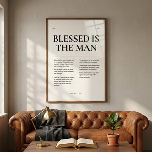 Psalm 1 Bible Verse Print, Blessed Is The Man, Modern Christian Wall Art, Father's Day Gift, Digital Download