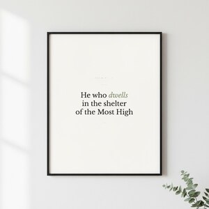 Psalm 91:1 Wall Art He Who Dwells in the Shelter of the Most High Minimalist Scripture Print Bible Verse Printable