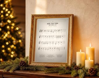 Joy to the World Print | Psalm 98:4 Vintage Christmas Hymn Sheet Music Wall Art | Christian Hymnal Page Holiday Decor