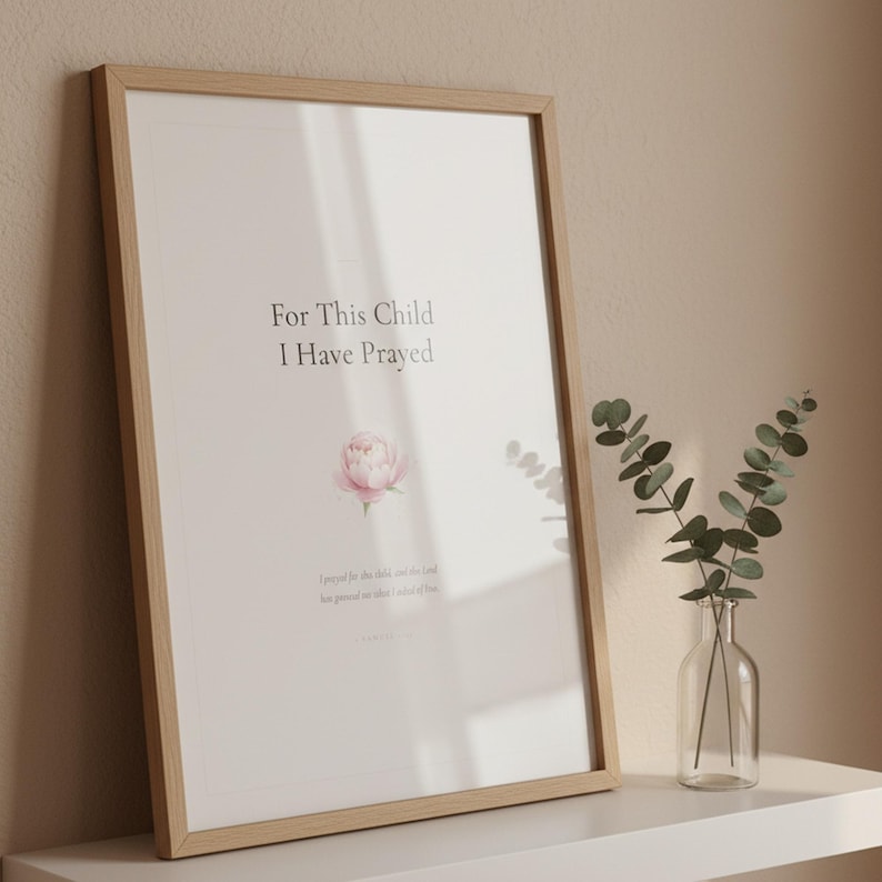Nursery Bible Verse Wall Art Set of 6 Printable Christian Scripture Prints, in gentle sage green nursery design with soft botanical watercolor illustration and calming earth tones, displayed in a calm nursery setting with soft natural light, wooden baby furniture and gentle earth-toned decor creating a tranquil environment