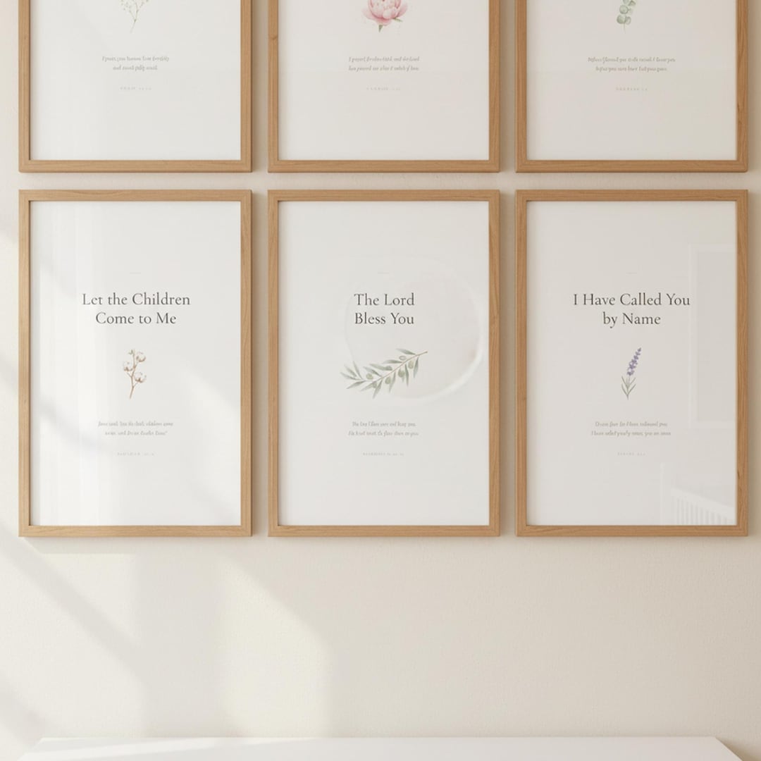 Nursery Bible Verse Wall Art Set of 6 Printable Christian Scripture ...