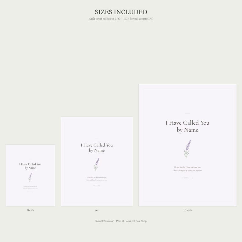 I Have Called You by Name Isaiah 43 1 Nursery Bible Verse Print Christian Nurser — front facing framed mockup on clean white wall with shadow. This nursery christian scripture wall art print features beautiful serif typography on warm cream background. Isaiah 43 1 bible verse digital download printable for home office bedroom living room gallery wall decor. Perfect christian gift idea from TheF...