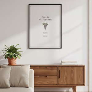 Mothers Day Scripture Set of 3 Christian Wall Art Proverbs 31 Psalm 46 Bible, in gentle sage green nursery design with soft botanical watercolor illustration and calming earth tones, styled on a wooden floating shelf next to a ceramic vase with dried eucalyptus, creating a warm and inviting Christian home decor vignette