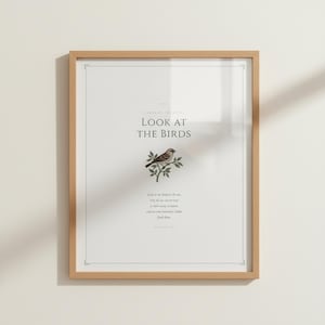 Look at the Birds Matthew 6:26 Wall Art, Anxiety Bible Verse Print, Do Not Worry Sage Green Printable Download