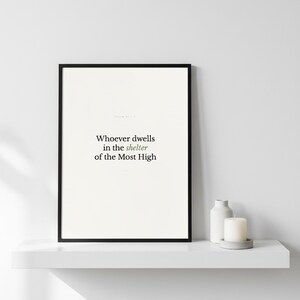 Scripture Wall Art Set of 6 Minimalist Bible Verse Prints Modern Christian Home  — front facing framed mockup on clean white wall with shadow. This modern minimalist christian scripture wall art print features beautiful serif typography on warm cream background. digital download printable for home office bedroom living room gallery wall decor. Perfect christian gift idea from TheFramedVerse on ...