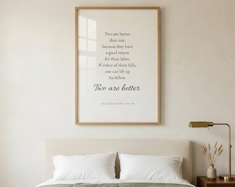 Two Are Better Than One Ecclesiastes 4:9-10 Printable, Christian Wedding Wall Art, Modern Bible Verse Print, Newlywed Anniversary Gift