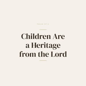 Children Are a Heritage from the Lord Psalm 127:3 Wall Art Christian Fathers Day — hero framed product shot with glass reflection and premium frame. This Fathers Day christian scripture wall art print features beautiful serif typography on warm cream background. Psalm 127:3 bible verse digital download printable for home office bedroom living room gallery wall decor. Perfect christian gift idea...