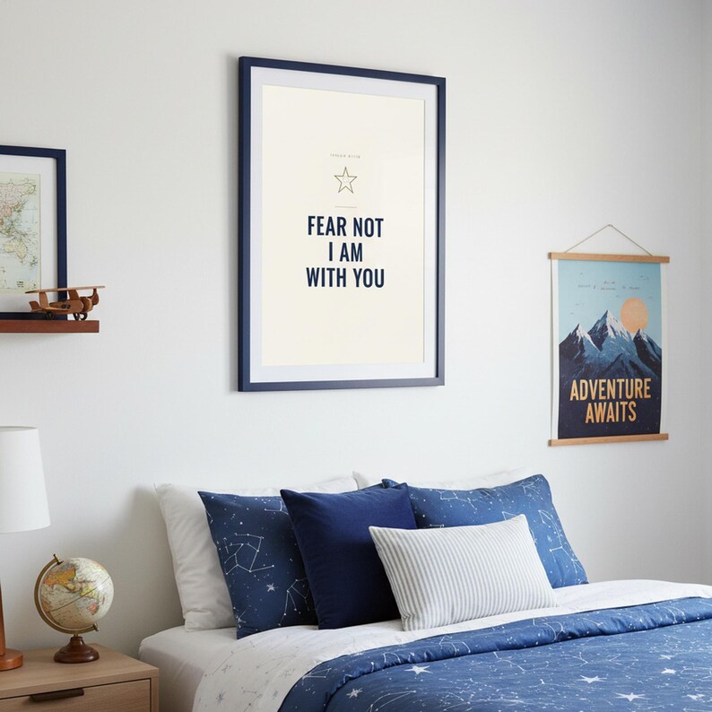 Fear Not I Am With You Isaiah 41:10 Wall Art Christian Boys Room Print Scripture — what you get size overview showing all available print dimensions. This elegant christian scripture wall art print features beautiful serif typography on warm cream background. Isaiah 41:10 bible verse digital download printable for home office bedroom living room gallery wall decor. Perfect christian gift idea f...