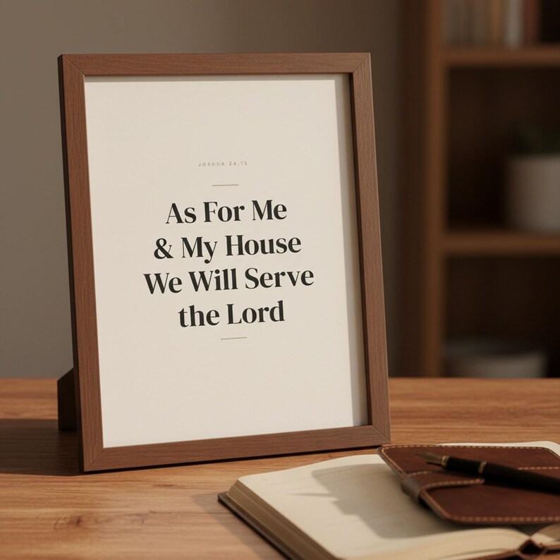 Fathers Day Christian Wall Art Set of 3 Bible Verse Prints Scripture Dad Gift, in warm masculine modern typography with bold serif lettering, a meaningful scripture gift for Christian fathers and husbands, showcased in an elegant contemporary home interior with carefully curated decor, demonstrating how this faith-inspired art piece transforms any living space into a meaningful sanctuary