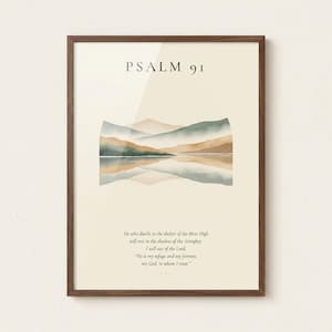 Custom Bible verse wall art print displayed in solid walnut hardwood frame, frontal studio shot on cream textured backdrop with soft top-left key light creating subtle glass reflection, premium e-commerce hero photograph for personalized Christian wedding anniversary gift, instant digital download by TheFramedVerse