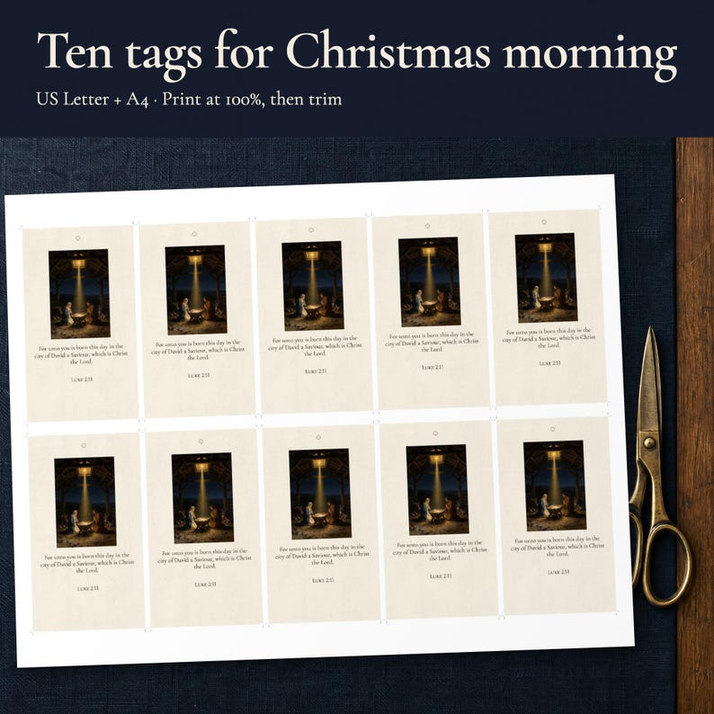 Christmas Gift Tags Printable, Nativity Scripture Tags, Christian ...