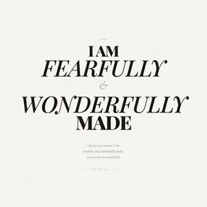 Psalm 139 14 Wall Art Fearfully and Wonderfully Made Scripture Print Nursery, in gentle sage green nursery design with soft botanical watercolor illustration and calming earth tones, presented showing all included print sizes — 5x7, 8x10, 11x14, 16x20, A4 and A3 — each in crisp JPG and PDF format at professional 300 DPI resolution for sharp printing at home or any local print shop